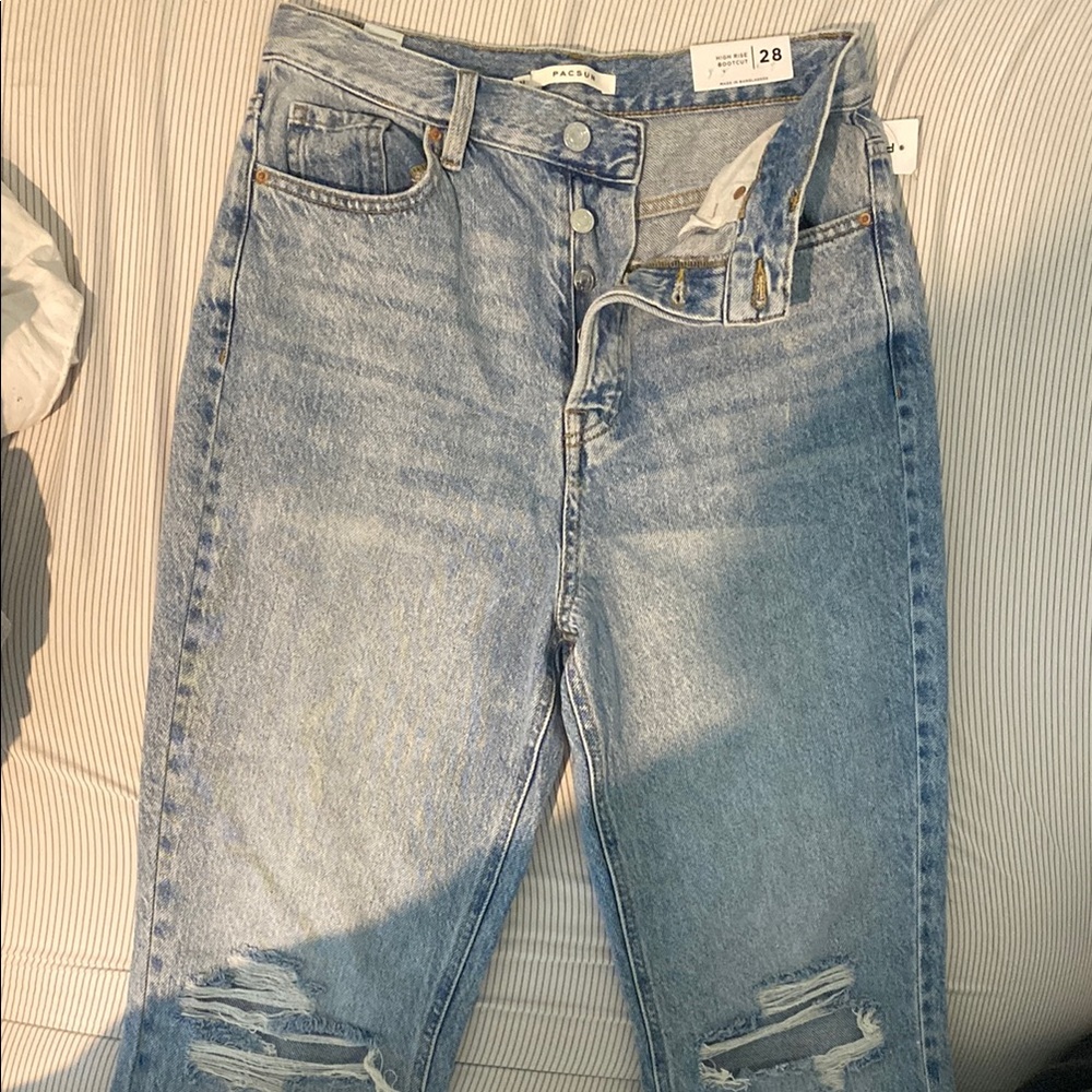 PacSun Light Blue Distressed Flare/Bootcut Jeans
